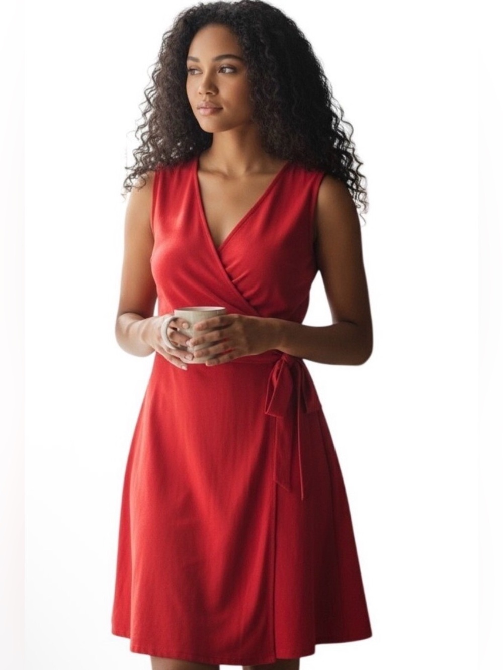 J. Crew Dress Red Wrap Cotton Pique V-Neck A-Line Sz XS NWOT